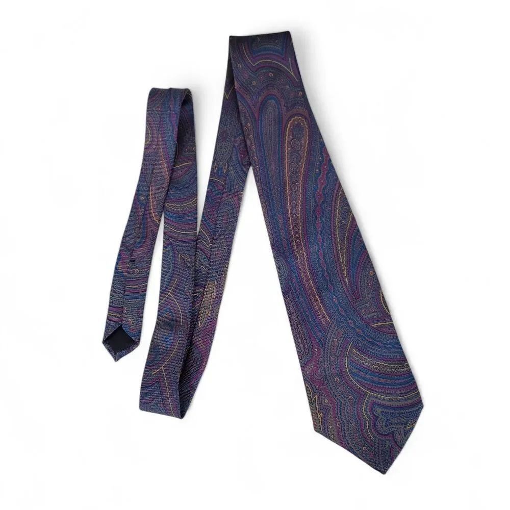 Brooks Brothers Makers Silk Blue Multicolor Paisley Tie Necktie Handmade